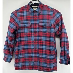 LL Bean Fleece Lined Vintage Plaid Flannel Shirt Traditional Fit Men's Medium